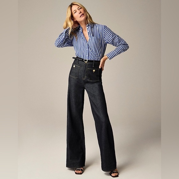 NWT J. Crew Petite sailor denim trouser in Rinse wash Size 32 petite - Picture 1 of 9